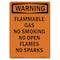Signmission OSHA WARNING Sign, Flammable Gas No Smoking No Open, 18in X 12in Decal, 12" W, 18" L, Portrait OS-WS-D-1218-V-13186 - alternate 1